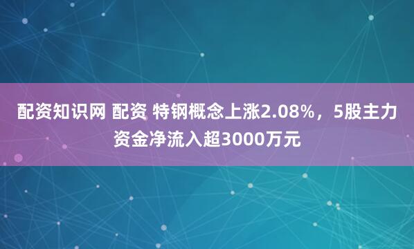 配资知识网 配资 特钢概念上涨2.08%，5股主力资金净流入超3000万元